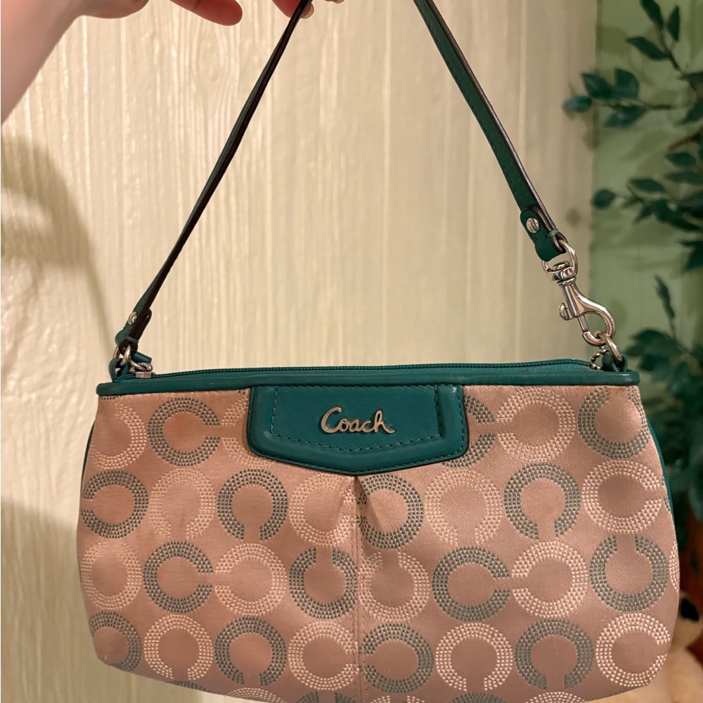 Coach Teal-Trim Signature C Wristlet